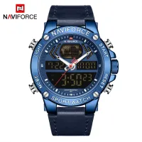 NAVIFORCE NF9164 Fashion Watches for Men Leather Sport Dual Display Quartz Wrist Watch Military Waterproof Luminous Clock